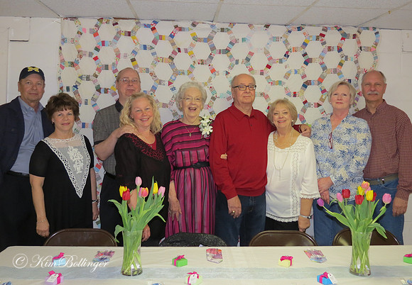 Doris and her sons and their wives - Art, Joyce, Scott, Kim, Doris, Guy, Karen, Sherry, Brian